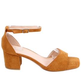 Dame højhælede sandaler, ruskind Silence Camel brun