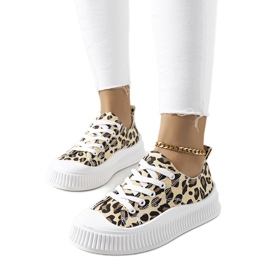 Beige sneakers på Chovka platformen brun sort