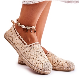 PH1 Kvinders Beige Openwork Espadrilles, Letisa