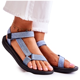 Klassiske Damesandaler Med Velcro Lyseblå Kalla