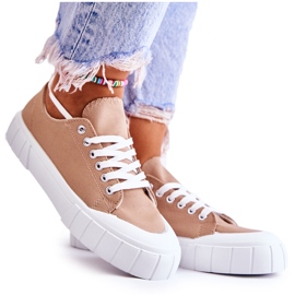 Sneakers til kvinder på platformen brune kommer