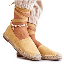FB1 Bundne gule Ismanne Ruskind Espadrilles
