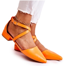 WS1 Læderpumper på lave hæle Orange Giovanna