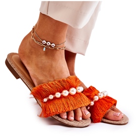 PG2 Tøfler til kvinder med dekorativt orange Ramisa-bælte