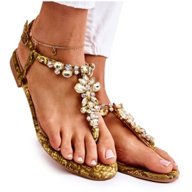 PG2 Damesandaler Flip-flops med Cubic Zirconia Gul Ivanne brun