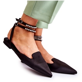 WS1 Sorte Amisha Damesandaler med Spitz Toe