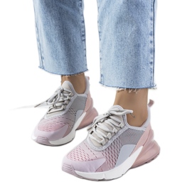 Grå sportssneakers fra Glaner lyserød