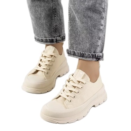 Beige sneakers med en tyk Beat-sål