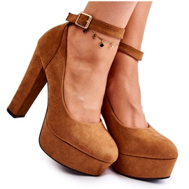 WS1 Ruskindspumper på Camel Gottie-platformen brun