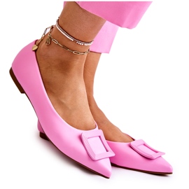 WS1 Læderballerinaer med Pink Simone Spitz Ornament lyserød