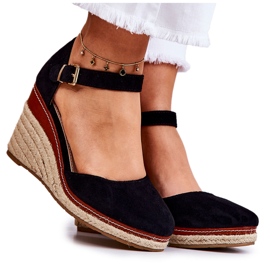 PS1 Kvinders sorte espadriller på kiler Tamarill