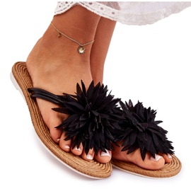 WJ1 Dame-flip-flops med stof Ornament Sort Eviana