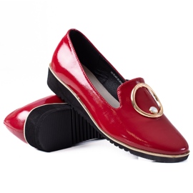 SHELOVET Lakerede dame loafers rød