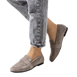 Kvinders moccasins i grå læderindsats