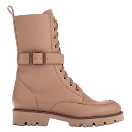 Marco Shoes Fuldnarvet læderstøvler beige