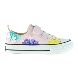 Shelovet lave børns sneakers pink med blomster lyserød flerfarvet