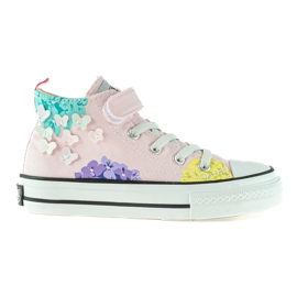 Shelovet høje børns sneakers pink med blomster lyserød flerfarvet