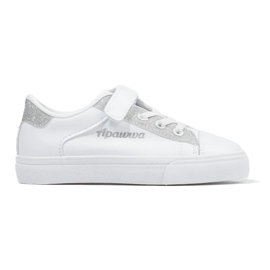Hvide børnesneakers med sølvglimmer