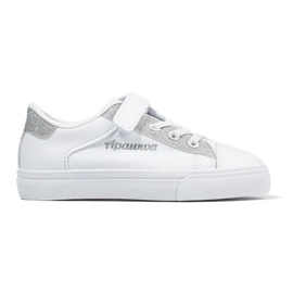 Hvide børnesneakers med sølvglimmer