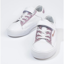 Hvide børnesneakers med pink glitter