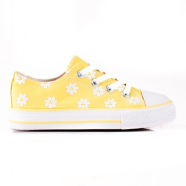 Vico børnesneakers med gule blomster hvid