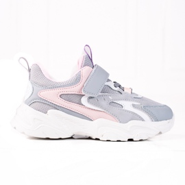 Shelovet børnesneakers på en tyk sål, lysegrå lyserød