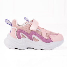Shelovet børnesneakers med velcro pink violet lyserød