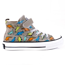 Høje sneakers til drenge Shelovet grå dinosaurer