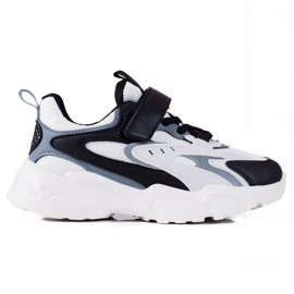 Shelovet børnesneakers på en tyk sål i sort og hvid grå