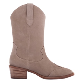 Marco Shoes Naturlige beige støvler i læder
