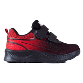 Shelovet drengesneakers med dobbelt velcro sort og rød