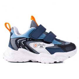 Shelovet drengesneakers på en tyk grå sål blå