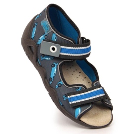 Velcro hjemmesko med racer grå og blå Befado Jr BEF14B