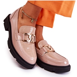 FL1 Moderigtige Læder Loafers Beige Loveliness