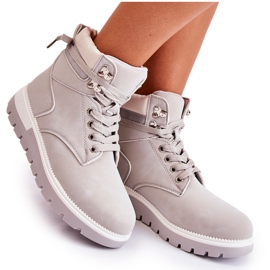 FB3 Læderstøvler på Ressa Grey-platformen grå