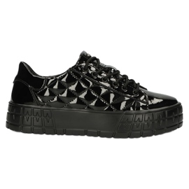 Filippo Quiltet stilfulde læder sneakers DP3932 / 22 BK sort