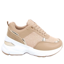 Sportssko på en skjult Dafne Khaki kilehæl beige