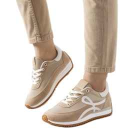 Lesina brune damesneakers beige