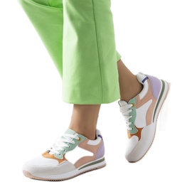 Kindler hvide og lilla sneakers til kvinder violet lyserød