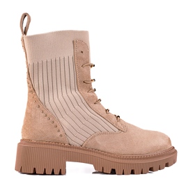 SHELOVET Beige knudede ruskindstasker