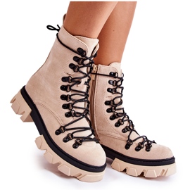 PS1 Varm ruskindsstøvler Workers Tied Beige Pierro