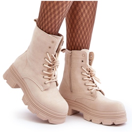 Ruskindsstøvler med lynlås Beige Marley