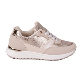 Beige sneakers til kvinder Shelovet med et slangemønster