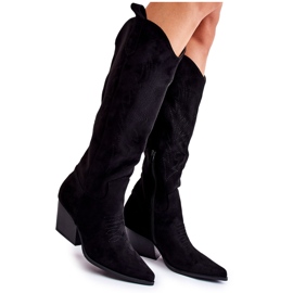 WJ2 Sorte Beverly ruskinds cowboystøvler med syninger