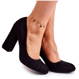 WT1 Klassisk ruskind Pumps On Heel Sort Reiser