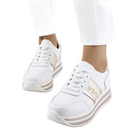 Teresin sneakers i hvid og guld i læder gylden