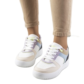 Hvide og lilla sneakers til kvinder Lins beige violet