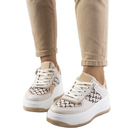 Beige sneakers med høj Valpara-sål