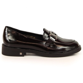 Kvinders sorte patentlakerede loafers Potocki