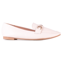 Klassiske Shelovet beige mokkasiner til kvinder med et ornament